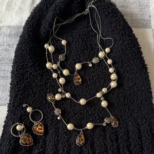 Vintage Elegant Silver, Gold, Leopard Betsey Johnson Jewelry Set